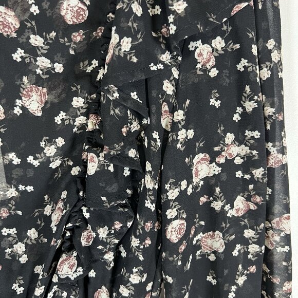 70/21 Dress Womens Size Small Chiffon Floral‎ print Cut Out long sleeve NWT Boho - Picture 4 of 11